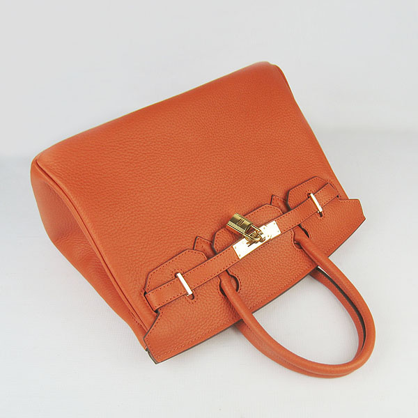 Replica Hermes Birkin 30CM Togo Leather Bag Orange 6088 On Sale - Click Image to Close